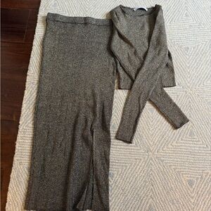 Zara Elegant Gold Sparkled Women's Skirt Set